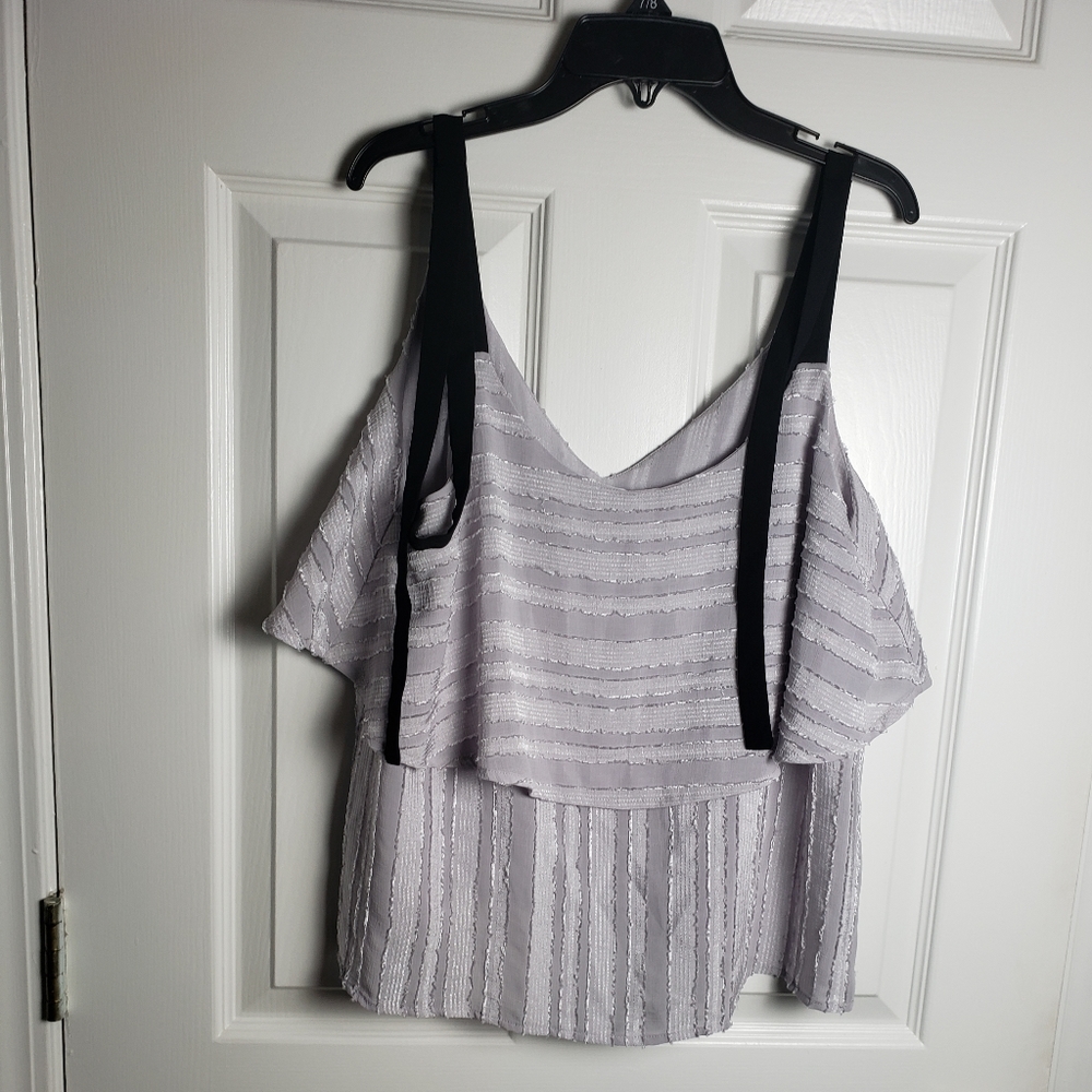 Elodie Gray Layered Tie Strap Tank Size Medium